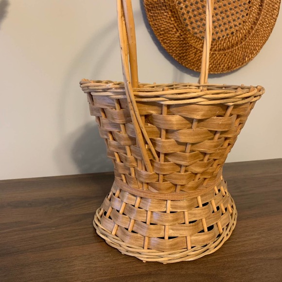 Vintage Wicker Rattan Plant Stand Boho Basket - Picture 8 of 11